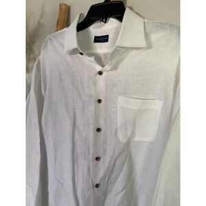 Proper Cloth Mens 2XL 100% Linen White LS Button Down Shirt